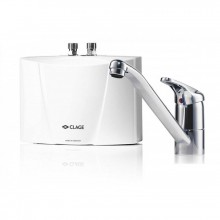 CLAGE M7 EKM Malý průtokový ohřívač vody 6,5 W 400 V + páková stojánková baterie 1500-17227