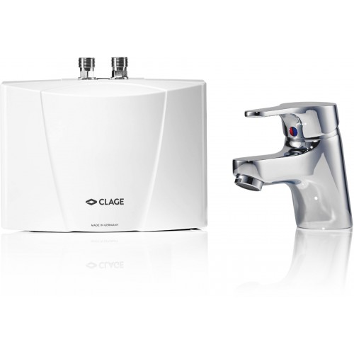 CLAGE M3 END Malý průtokový ohřívač vody 3,5 kW 230 V + páková stojánková baterie 1500-17243