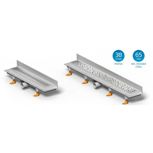 CHUDĚJ Lineární plastový žlab MEDIUM 750 mm ke stěně s roštem MEDIUM, mat CH-750M3