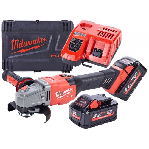 Milwaukee M18 FHSAG125XB-552X Aku úhlová bruska 125 mm 2x5.5 Ah, HD Box 4933471079