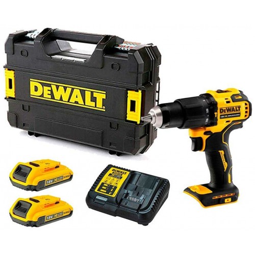 DeWALT DCD709D2T Aku bezuhlíková příklepová vrtačka (65Nm/18V/2x2,0Ah) kufr Tstak