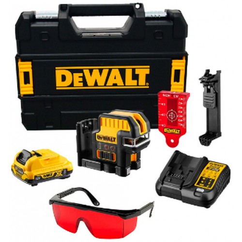 DeWALT DCE0822D1R Křížový laser s olovnicí, červený paprsek XR (10,8V/1x2,0Ah) kufr Tstak