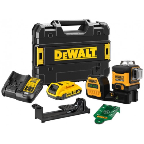 DeWALT DCE089D1G18 Laser samonivelační kříž, 3x 360° zelený paprsek (1x2,0Ah/18V/12V)