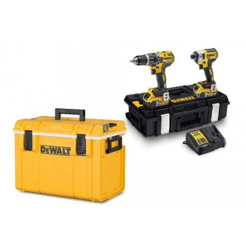 DeWALT DCK266P2C Kombo sada Příklepová vrtačka + Rázový utahovák + 2 x 5,0 Ah, nabíječka + Chladící box