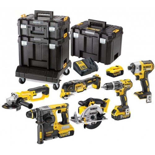 DeWALT DCK654P3T DCD796 + DCG405 + DCF887+ DCH273 + DCS356 +DCS570 + 3x 5Ah + DCB115 + 3x TSTAK kufr