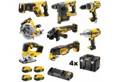 DeWALT DCK865P4T Aku Kombo sada nářadí 18 V - 7 druhů nářadí, 4x aku 5,0 Ah, 4x kufr