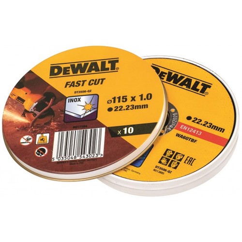 DeWALT DT3506 Sada řezných kotoučů na nerez, 115 x 1 mm, 10 ks