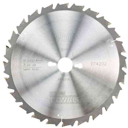 DeWALT DT4202 Pilový kotouč na dřevo 250 x 30 mm, 24 zubů, TCG 10°