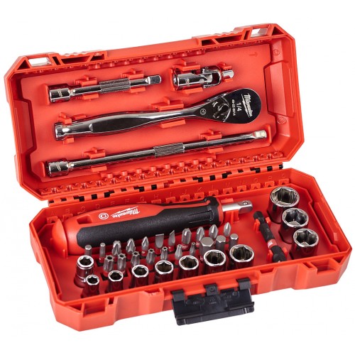 Milwaukee Sada 1/4" ráčny, šroubováku a nástrčných klíčů 4932498381 Milwaukee Sada 1/4" ráčny, šroubováku a nástrčných klíčů 4932498381
