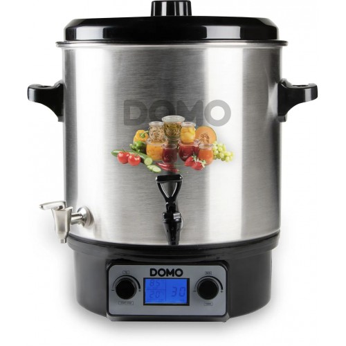 DOMO Zavařovací hrnec nerezový s LCD - 2 otvory - nerez kohout (27 l / 2000W) DO42329PC