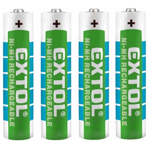 EXTOL ENERGY baterie nabíjecí, 4ks, AAA (HR03), 1,2V, 1000mAh, NiMh, 42060