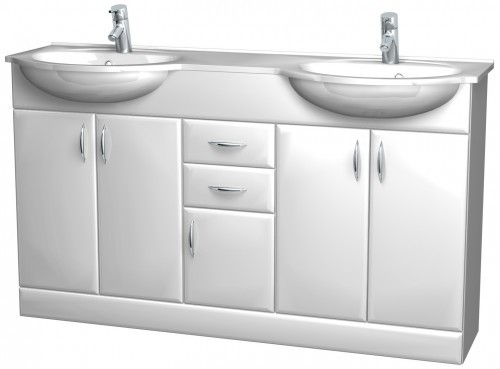 Intedoor Klasik spodní koupelnová skříňka na soklu s umyvadlem, šedá lesk K147/U506