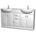 Intedoor Klasik spodní koupelnová skříňka na soklu s umyvadlem, šedá lesk K147/U506