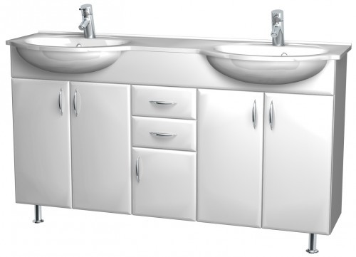 Intedoor Klasik spodní koupelnová skříňka na nožičkách s umyvadlem, šedá lesk K147N/U506