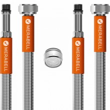 MERABELL Aqua,hadice pro vodovodní baterie, G3/8"-M10x1 dlouhý závit-2ks+perlátor,délka 70cm M0015