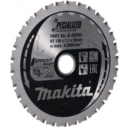 MAKITA B-69303 TCT Pilový kotouč Efficut, kov 136mm 30T= old B-60303