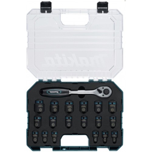 MAKITA E-30069 Sada nástrčných klíčů čtyřhran 1/2" IMPACT BLACK 19 ks v plastové krabičce