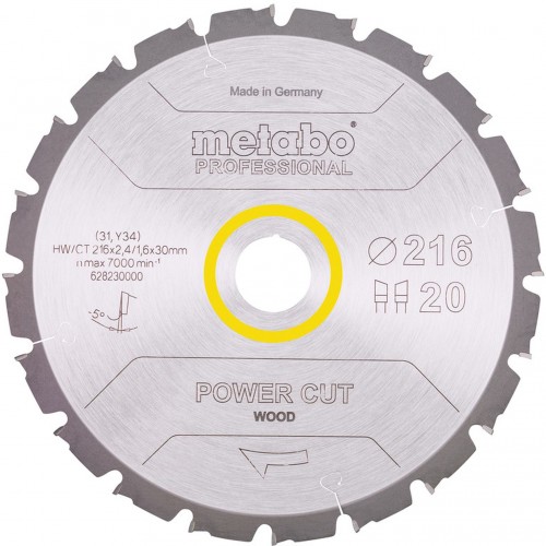 Metabo Pilový kotouč "Power Cut Wood - professional" 216x30, Z20 WZ 5° 628230000