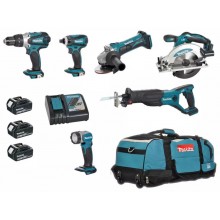 MAKITA DLX6011 Aku sada 18V Li-ion (DHP458Z+DSS610Z+DJR181Z+DTD146Z+DGA452Z+DML802Z)