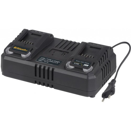 Riwall PRO RAC 420 TWIN dvojitá rychlonabíječka pro aku baterie 20 V (4,5 A) RACC00141 Riwall PRO RAC 420 TWIN dvojitá rychlonabíječka pro aku baterie 20 V (4,5 A) RACC00141