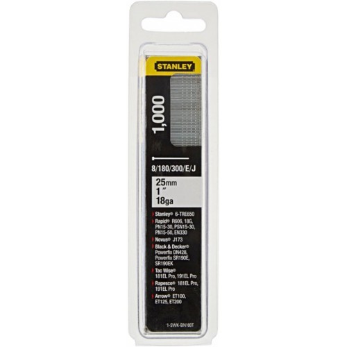 STANLEY 1-SWKBN100T, 25mm /1" / Kolářské hřebíčky pro sponkovačky 8/300/E/J / 1000 ks