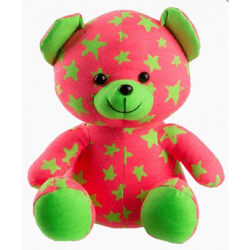 Medvídek svítící ve tmě 21cm ružový/zelený plyš