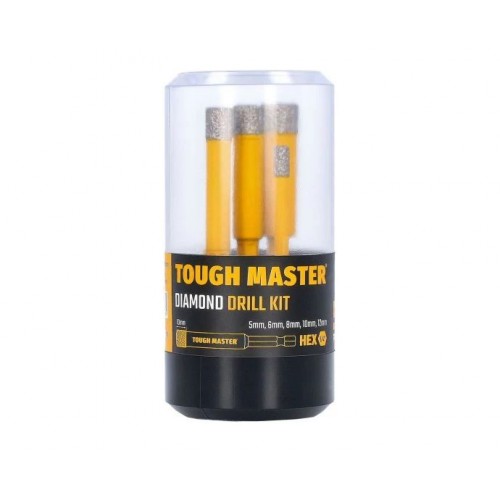 Tough Master TM-DDK5 Sada diamantových vrtáků o velikostech 5 mm, 6 mm, 8 mm, 10 mm a 12 mm, 5ks