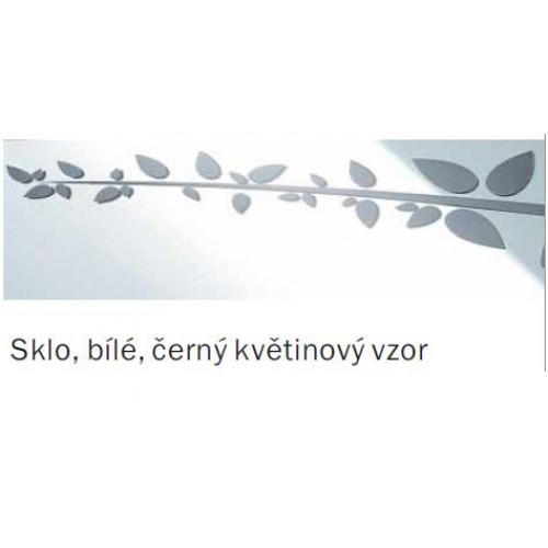 ACO ShowerDrain E odtokový rošt 1200 mm, sklo bílé, černý květinový vzor 9010.57.21