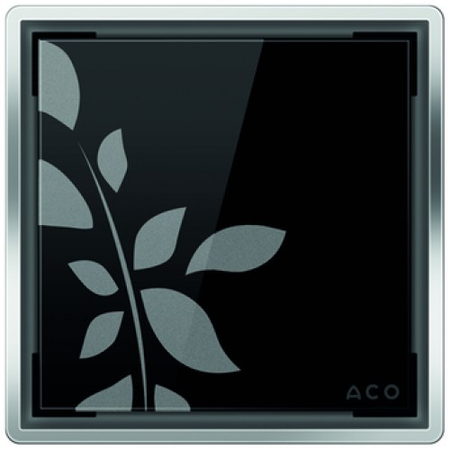 ACO ShowerDrain Easyflow designový kryt s květinovým vzorem, černý 5141.38.04