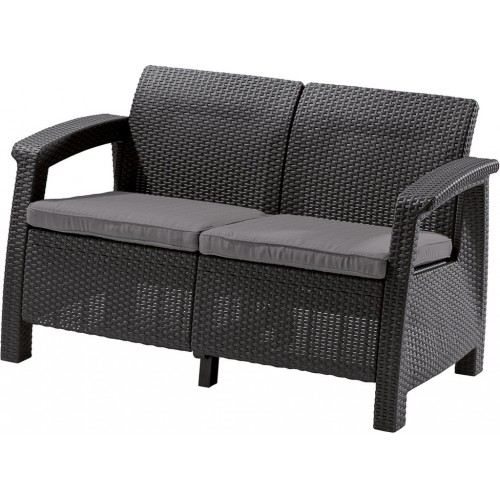 ALLIBERT CORFU LOVE SEAT Pohovka, 128 x 70 x 79cm, grafit/šedá 17197359