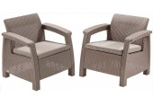 ALLIBERT CORFU DUO SET Křeslo 2 ks, 75 x 70 x 79cm, cappuccino/písková 17197993