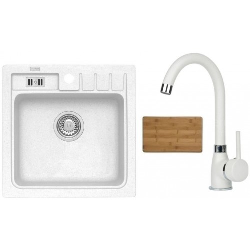 ALVEUS set dřez Niagara 20 white + baterie Betty white + krájecí deska Zdarma ALVEUS set dřez Niagara 20 white + baterie Betty white + krájecí deska Zdarma