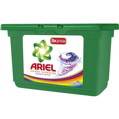 Ariel Active Gel Color & Style prací gelové poštářky na barevné prádlo 15 ks