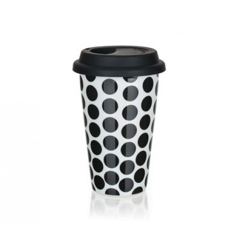 BANQUET Hrnek dvoustěnný se silikonovým víčkem 280ml COLOR PLUS BLACK 60338003BL