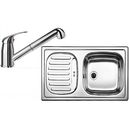 BLANCO set FLEX Mini nerez přírodní lesk 780 x 435 mm + DARAS-S baterie chrom