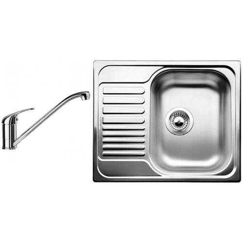 BLANCO set TIPO 45 S Mini nerez profilovaný 605 x 500 mm 516525 + DARAS baterie chrom 517720