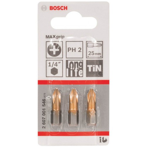 BOSCH Max Grip Šroubovací bit, PH 2, 25 mm, 3 ks 2607001546