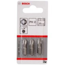 BOSCH Extra-Hart Šroubovací bit zvlášť tvrdý PH 2, 25 mm, 3ks 2607001511