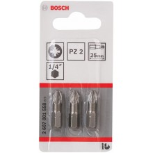 BOSCH Extra-Hart Šroubovací bit zvlášť tvrdý, PZ 2, 25 mm, 3ks 2607001558