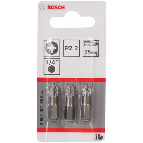 BOSCH Extra-Hart Šroubovací bit zvlášť tvrdý, PZ 2, 25 mm, 3ks 2607001558