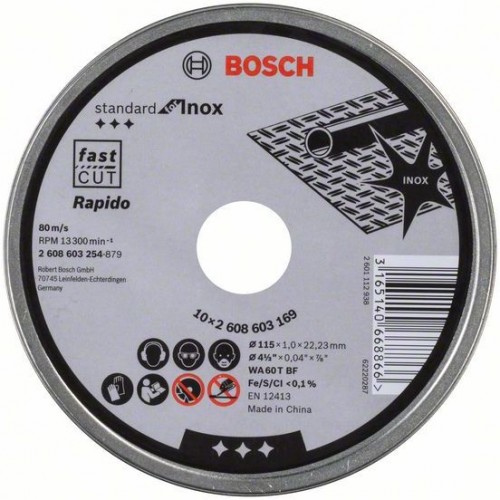 BOSCH Standard for Inox Rapido Dělicí kotouč rovný, 115x1mm 2608603254