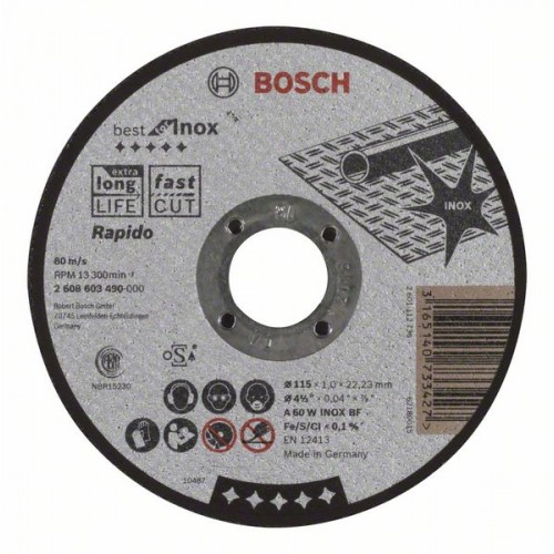 BOSCH Dělicí kotouč rovný Best for Inox – Rapido 115x1mm 2608603490