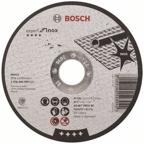 BOSCH Dělicí kotouč rovný Expert for Inox, 125 x 22,23 x 2,0 mm 2608600094