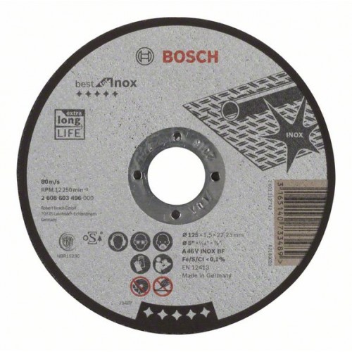 BOSCH Best for Inox Dělicí kotouč rovný, 125 x 22,23 x 1,5 mm 2608603496