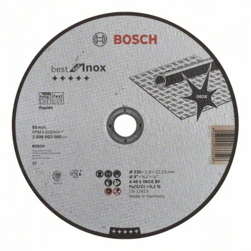 BOSCH Dělicí kotouč rovný Best for Inox – Rapido 230x1,9mm 2608603500