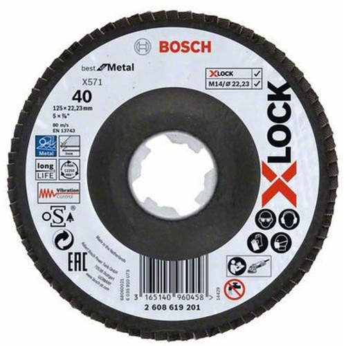 BOSCH X-LOCK Best for Metal Lamelový brusný kotouč X571, 125x22,23mm, G40 2608619201