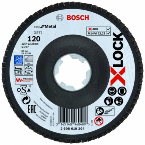 BOSCH X-LOCK Best for Metal Lamelový brusný kotouč X571, 125x22,23mm, G120, 2608619204