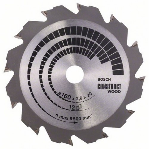 BOSCH Pilový kotouč Construct Wood 160 x 20/16 x 2,6 mm; 12 2608640630