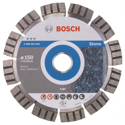 BOSCH Best for Stone Diamantový dělicí kotouč, 150 x 22,23 x 2,4 x 12 mm 2608602643