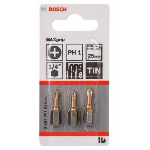 BOSCH Max Grip Šroubovací bit, PH 1, 25 mm, 3 ks 2607001544